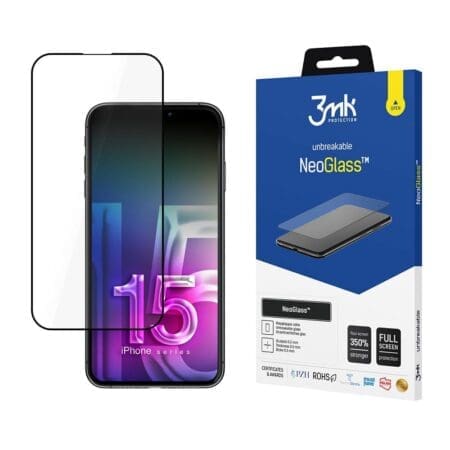 Szkło ochronne na smartfon 3mk NeoGlass Black Apple iPhone 15 Pro 5903108537230