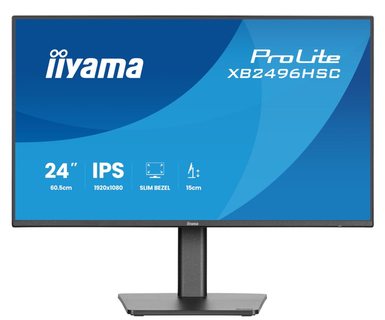 Zdjęcie pokazuje frontowy widok monitora marki iiyama ProLite XB2496HSC z ekranem 24 cala i rozdzielczością 1920x1080