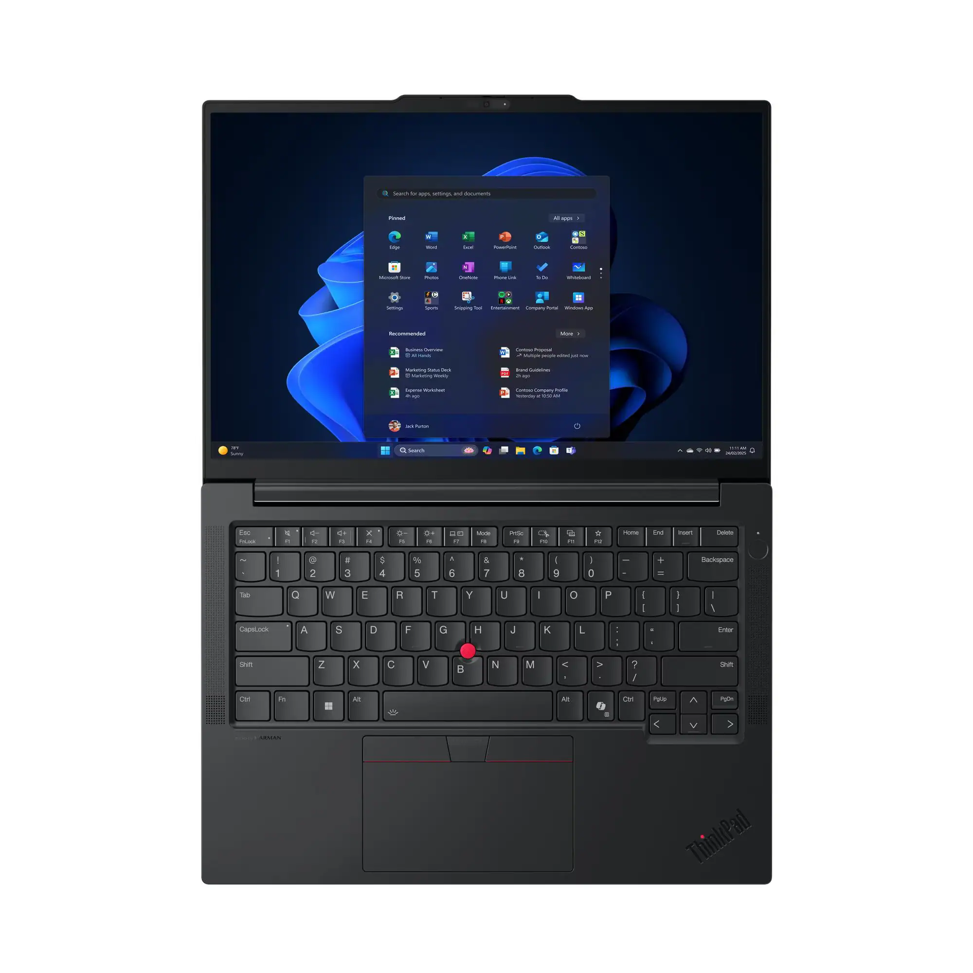 Na grafice widać czarnego laptopa rozłożonego na płasko